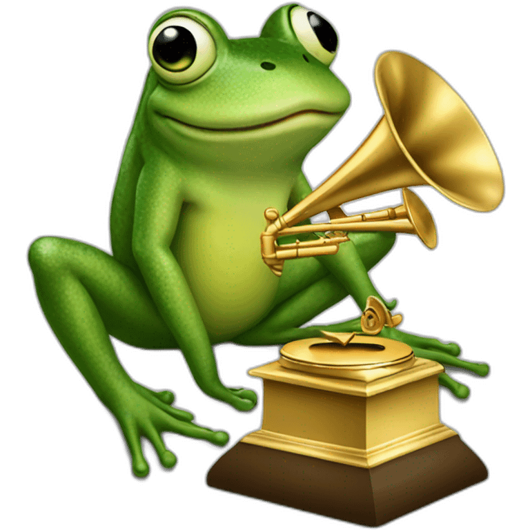 Frog winning a grammy emoji