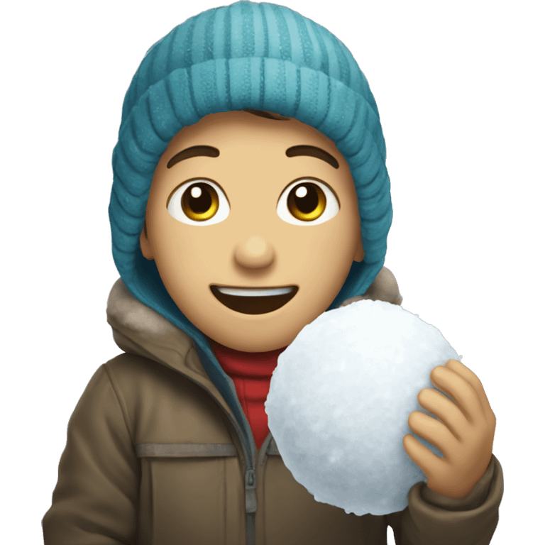 Boy witg snowball emoji