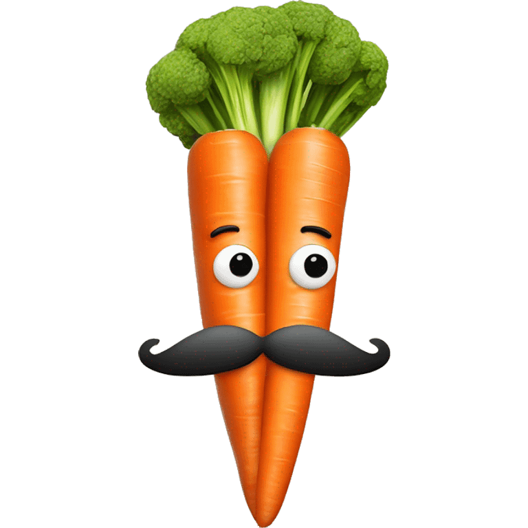 mustache above a large carrot with two meatballs pushed up under the carrot emoji