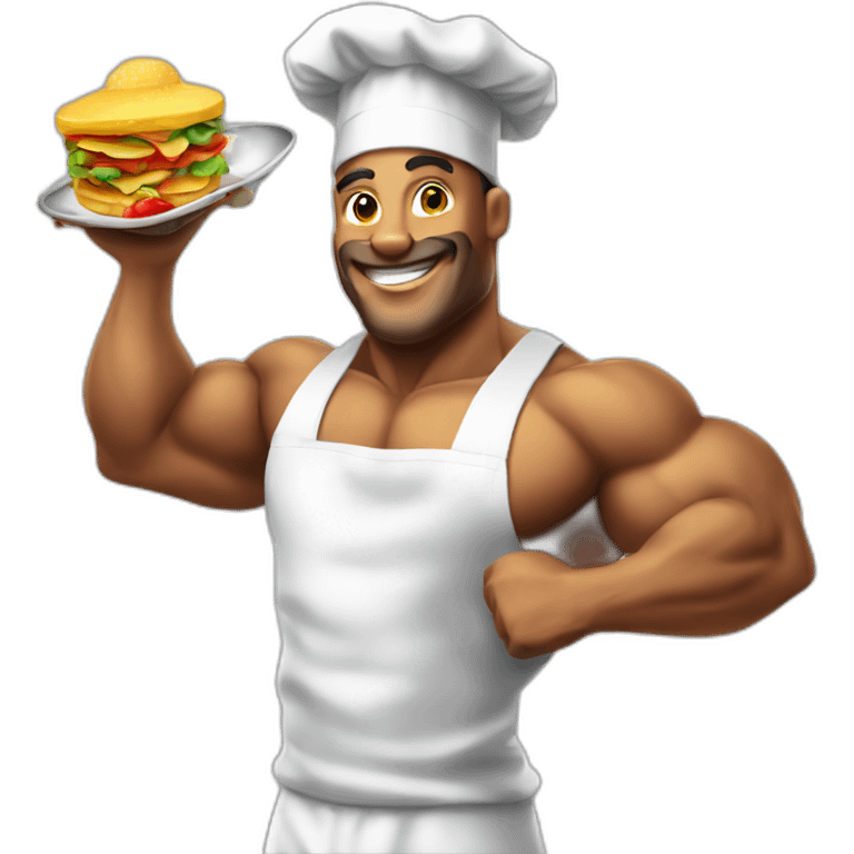 bodybuilder cooking food wit chef hat  emoji