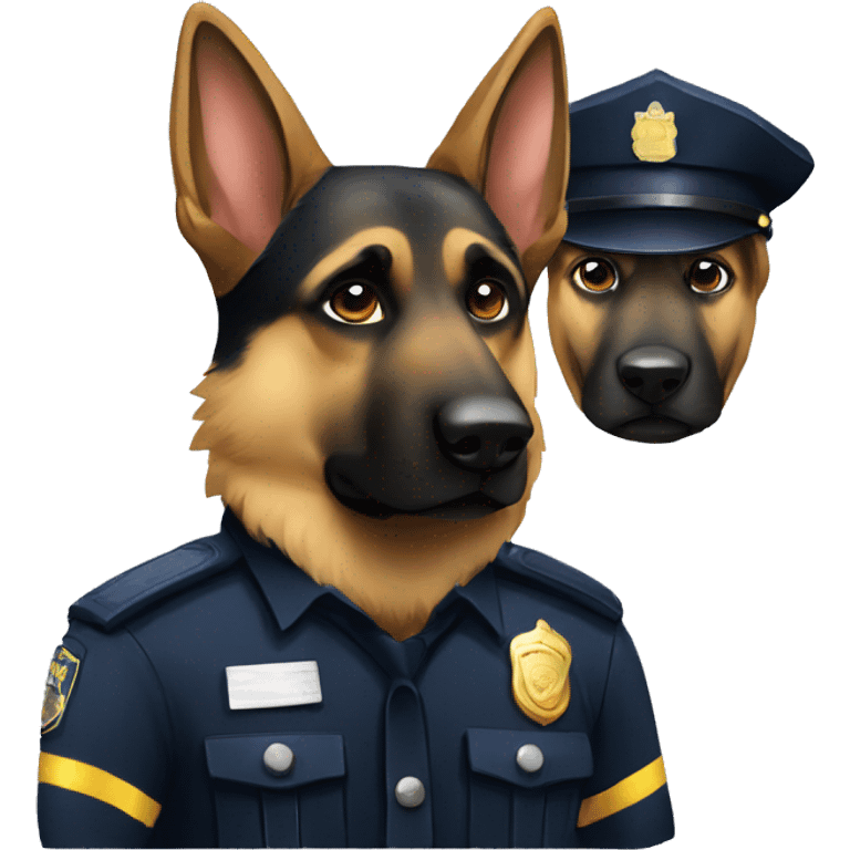 Sad German shepherd and police officer emoji