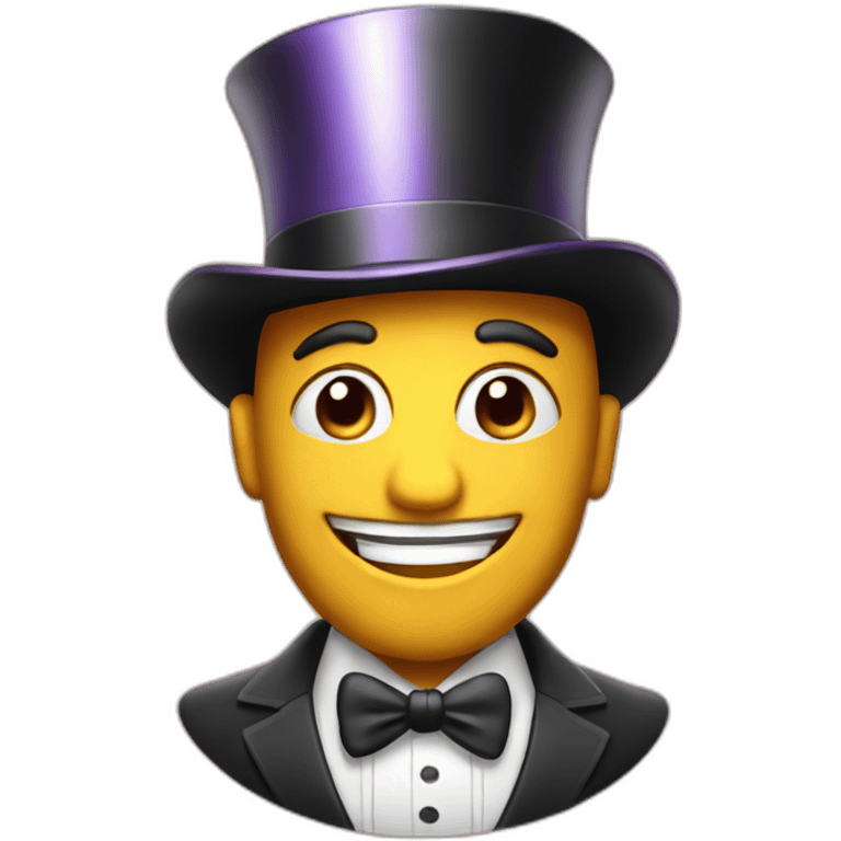 A happy with with a tophat in showbiz emoji