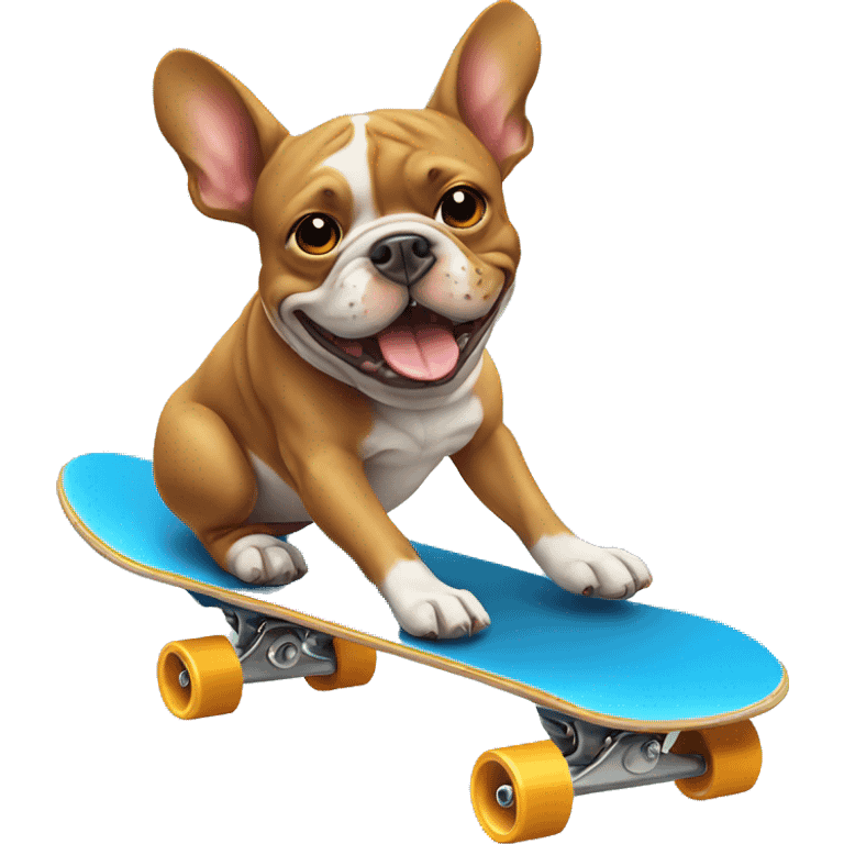 French bull dog riding a skateboard  emoji