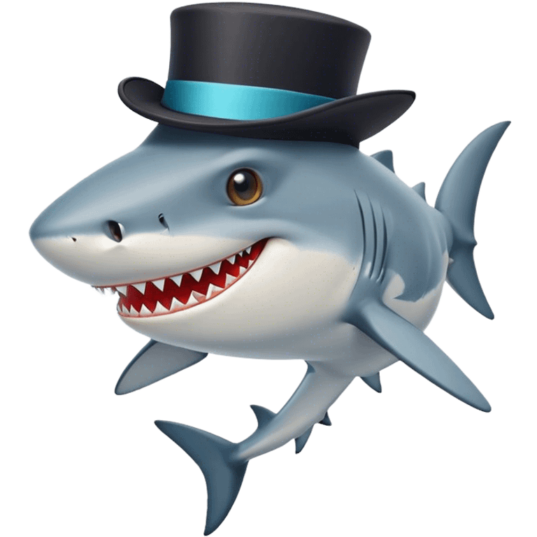 Shark with a top hat emoji