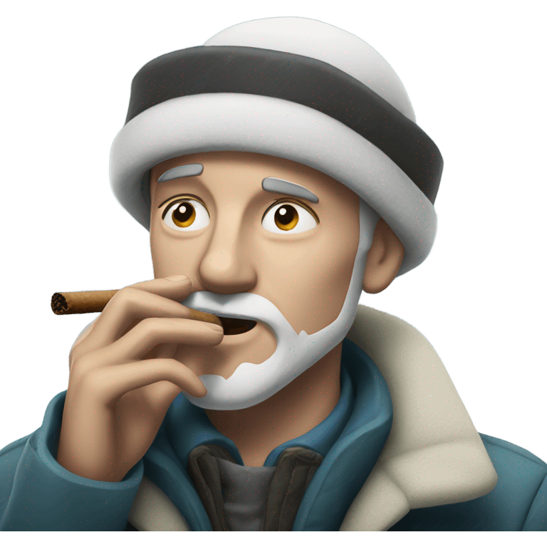 White guy smoking cigar in the snow emoji