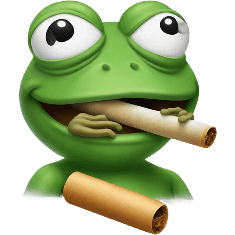 Pepe the frog smokes weed emoji