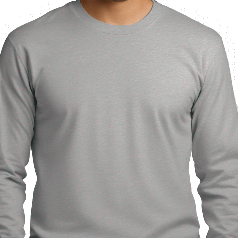 A plain long-sleeve T-shirt in melange gray color. emoji