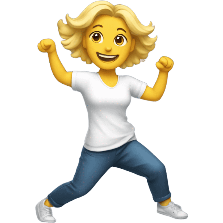 happy white woman dancing emoji