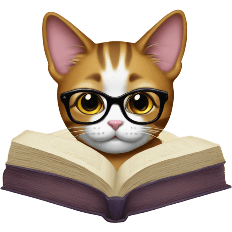 Cat with glasses and a book emoji