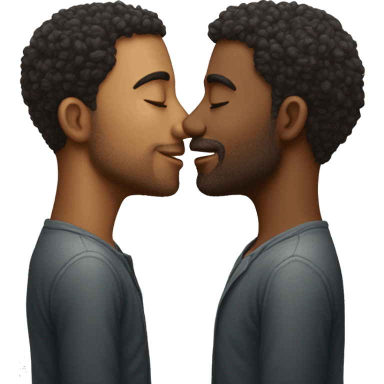 A man gently kissing another man on the forehead emoji