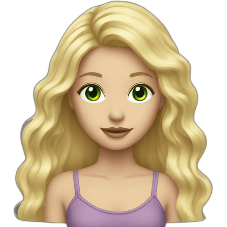 Blonde Long hair girl green eyes emoji