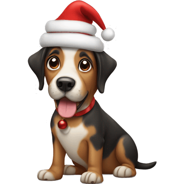 Dog with Christmas hat  emoji