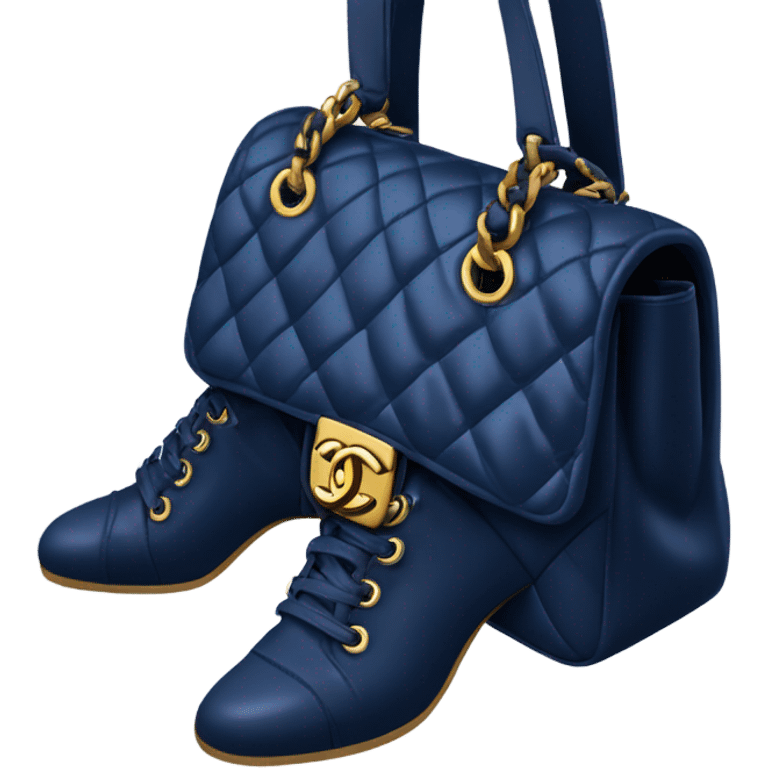 Dark blue classic chanel bag with legs emoji