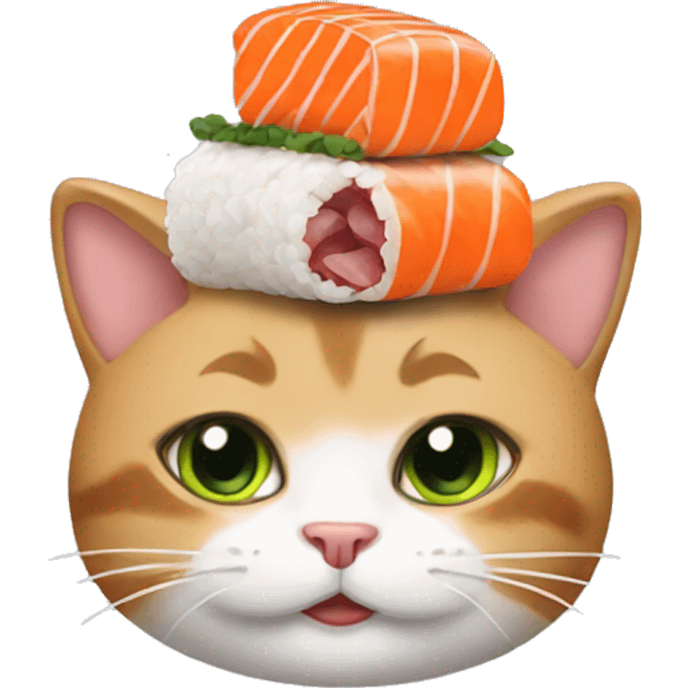 cat wearing sushi as a hat emoji