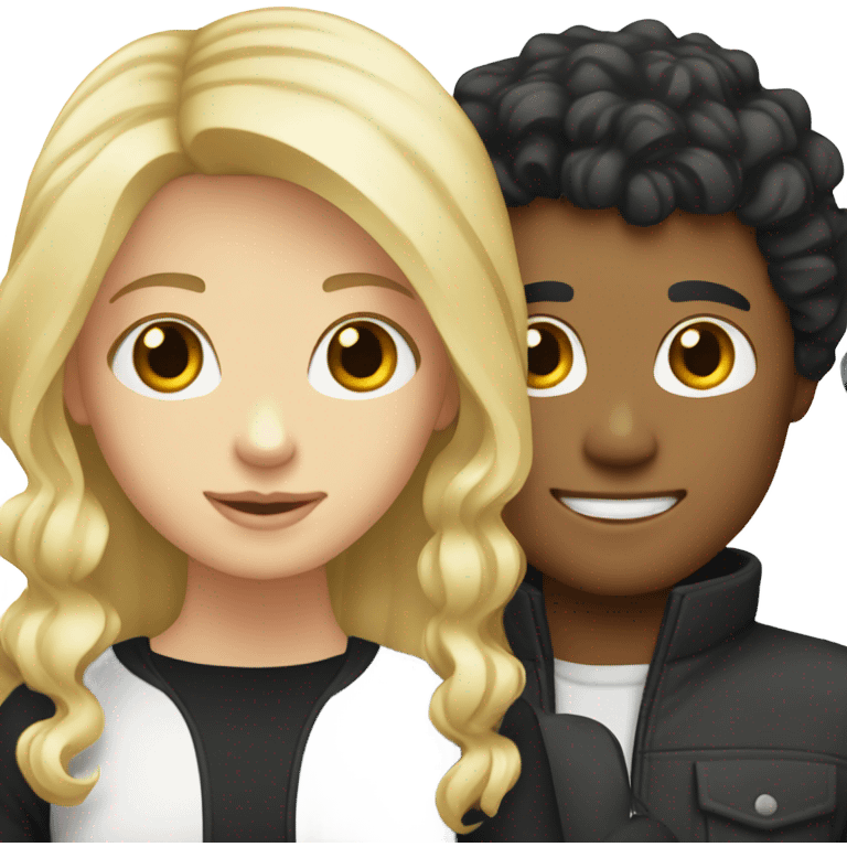 couple blonde girl and white guy with black curly hair emoji