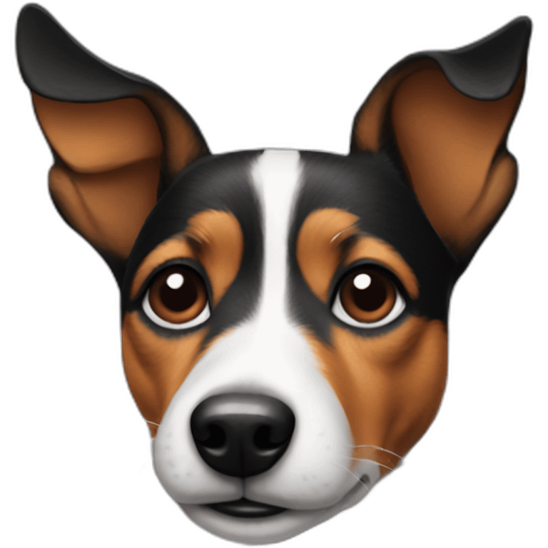 Black and white jack russel with fox’s ears emoji