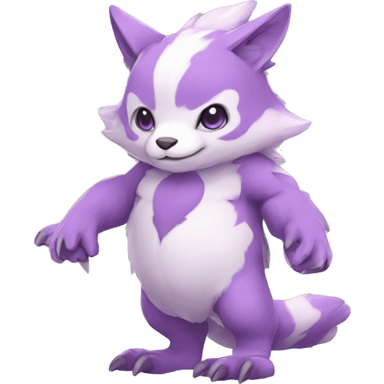 Cute cool purple white pink animal hybrid Fakemon full body emoji