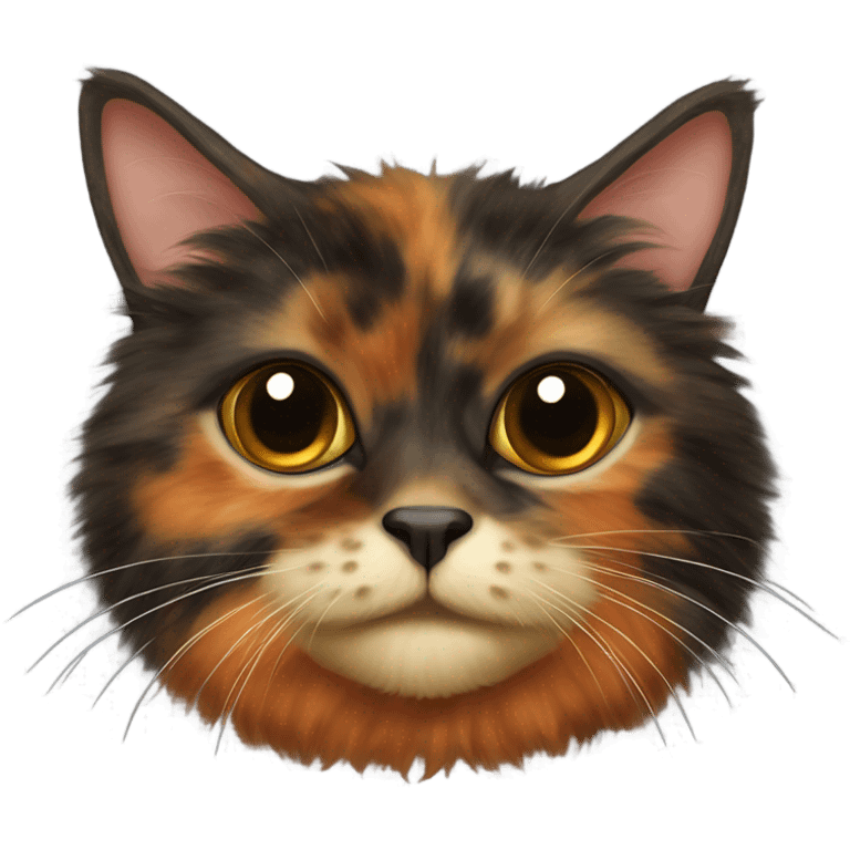 Tortoiseshell cat very hairy mixed color emoji