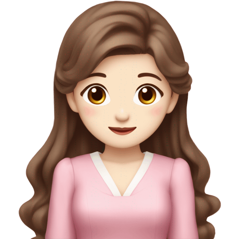 Jang wonyoung asian kpop cute girl brown hair and pink coquette dress emoji