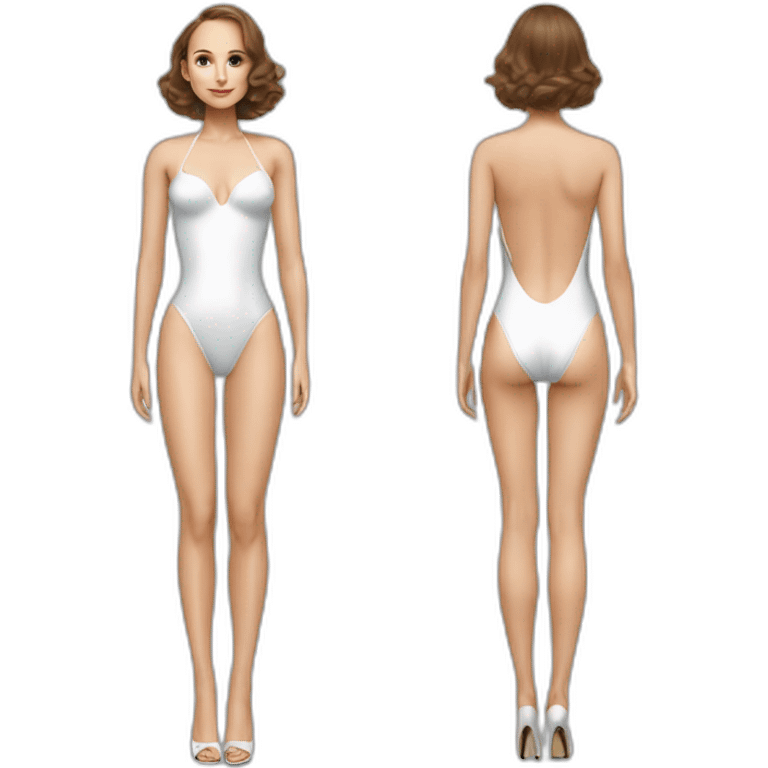 sexy natalie portman back on high heels swimming suit long legs posing shy emoji