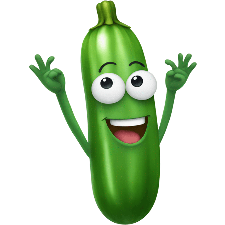 happy cucumber with hands up emoji