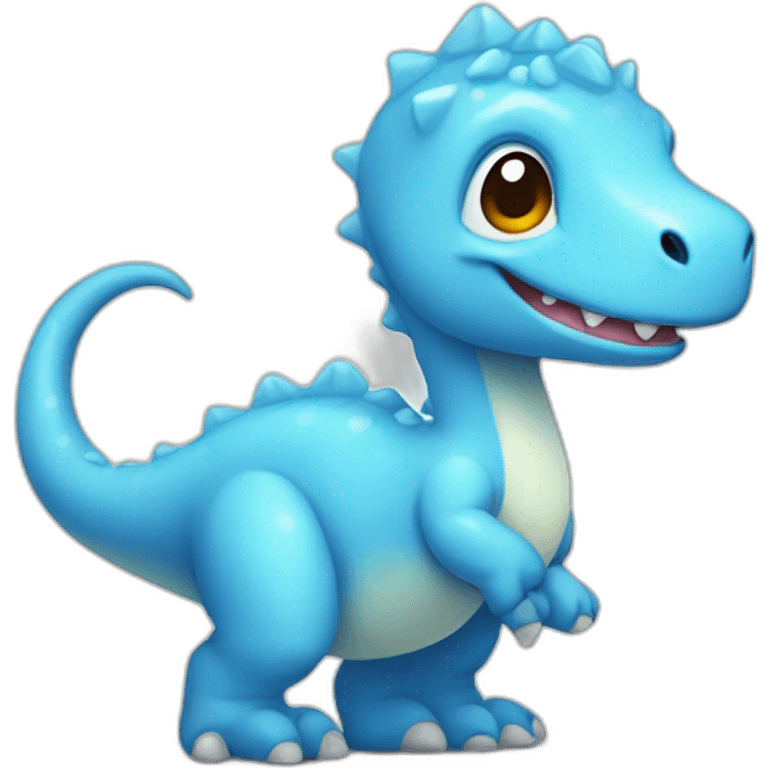 Light blue mini cute dinosaur  emoji