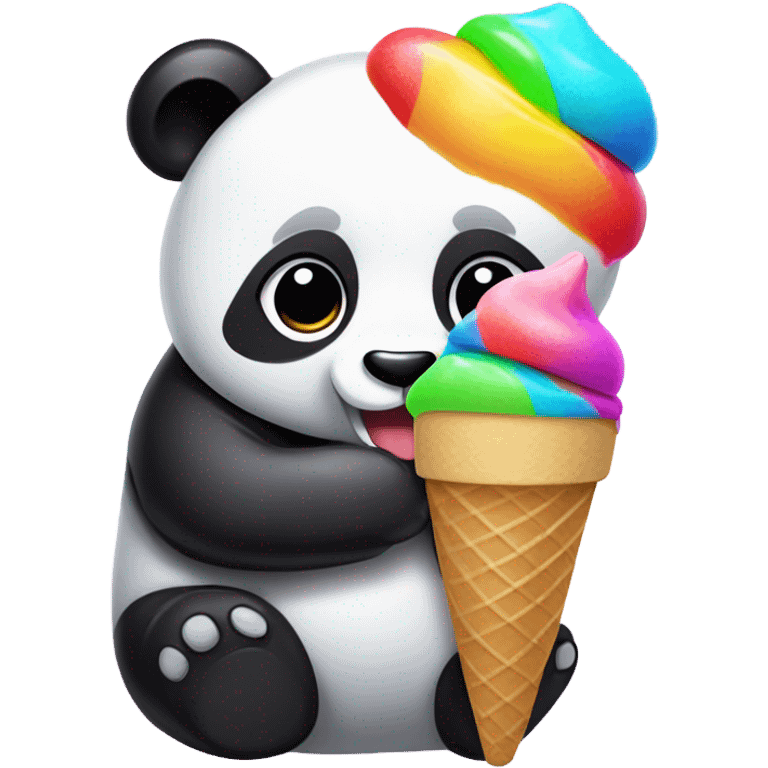 Panda eating icecream emoji