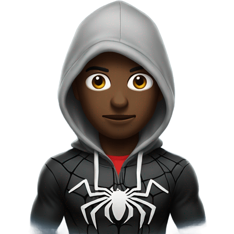 Black Spider-Man with hoodie emoji