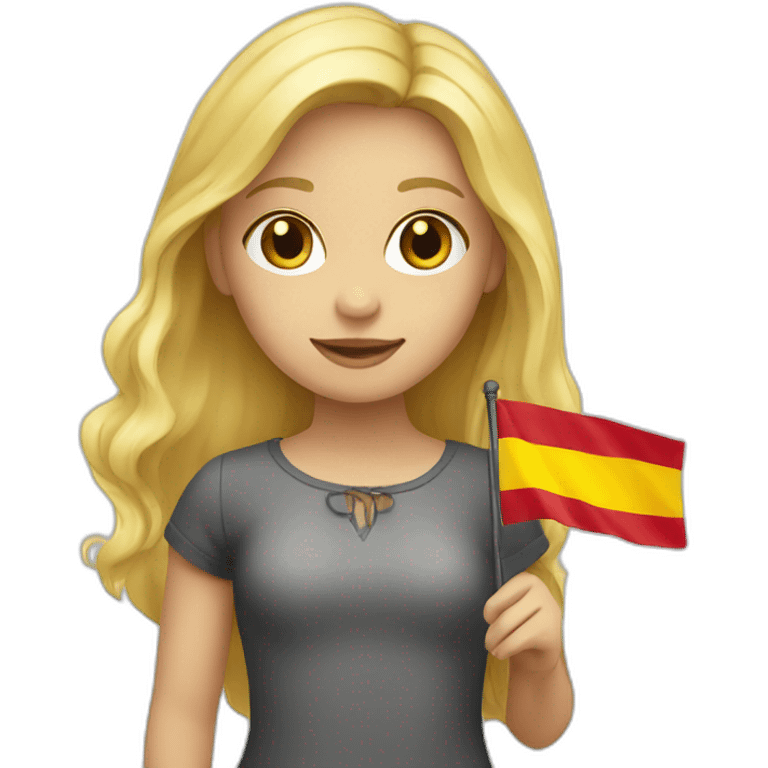 Blond girl holding a Spanish flag  emoji