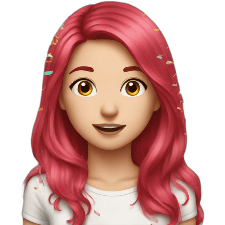 girl-long-straight-rosered-hair-throwing-confetti emoji