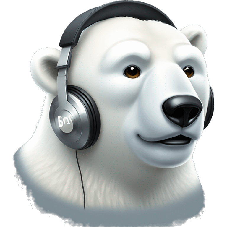 Polar bear with earpods listening music and love it  emoji