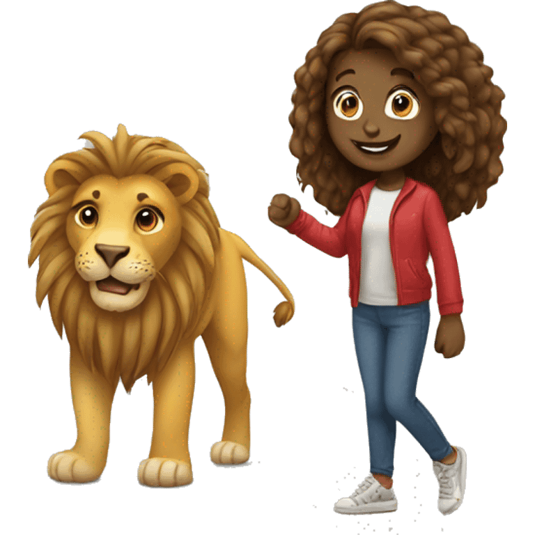 Girl and lion emoji