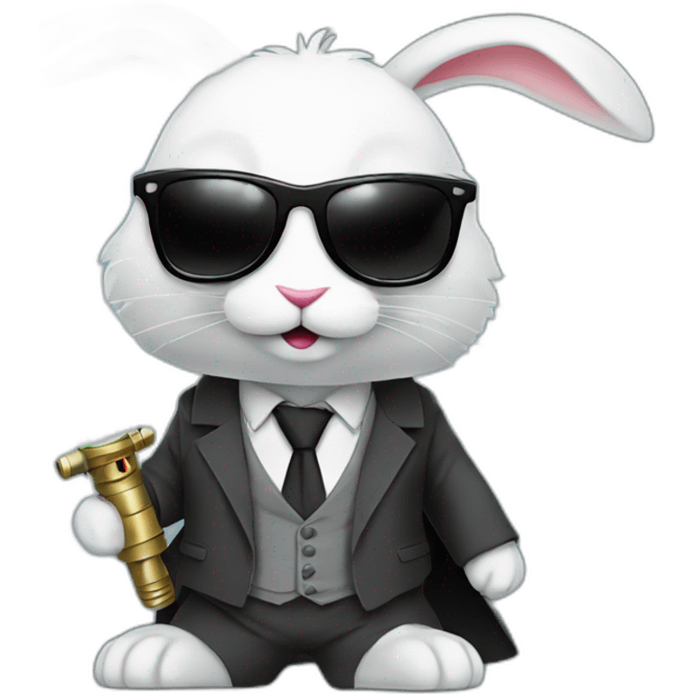 Rabbit with suit and sunglasses and  lightsaber on  emoji