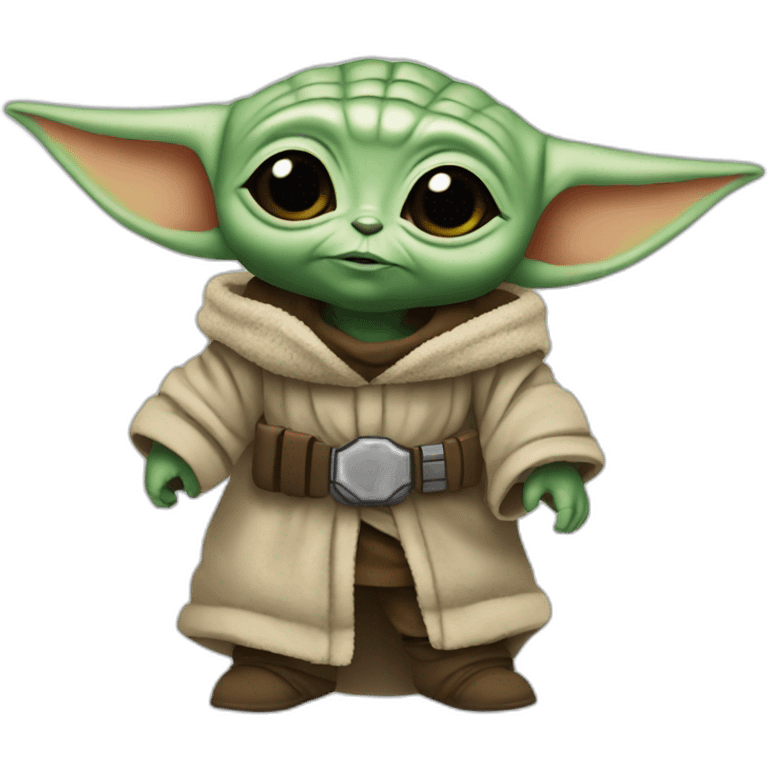 Baby yoda with Mandalorian emoji