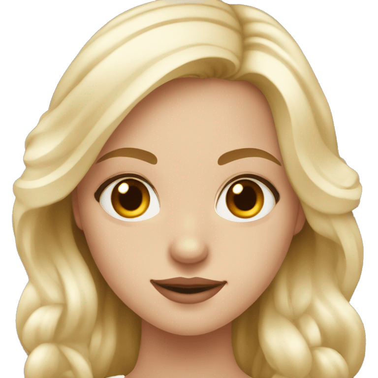 Slavic blond girl, brown eyes, red manicure  emoji