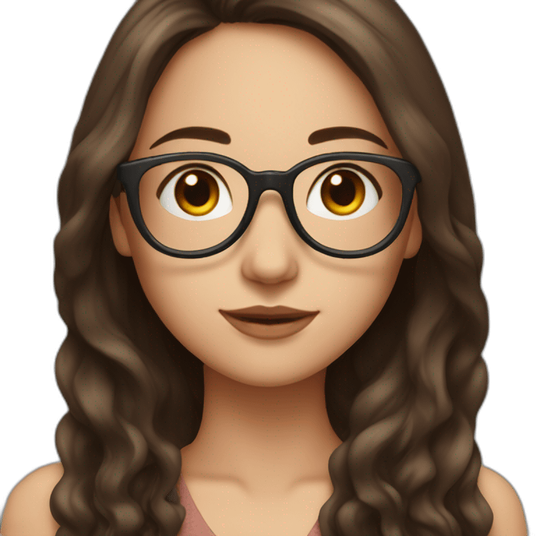 brunette girl with glasses and long hair with red tips emoji