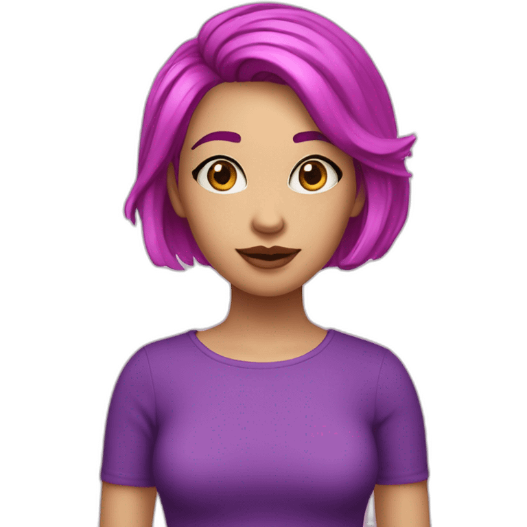 girl, purple eyecolor, hot pink bob haircut, fair skin emoji