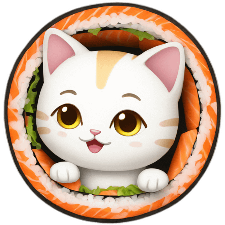 cartoon baby cat inside sushi roll emoji