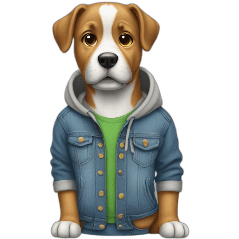 Dog wearing jeans and hoodie emoji