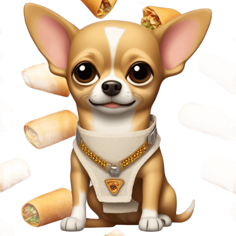 Chihuahua wearing bandolier of burritos emoji