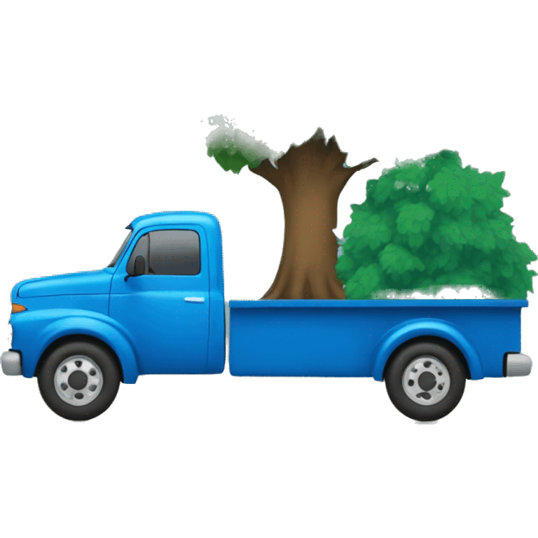 Blue truck carrying tree emoji