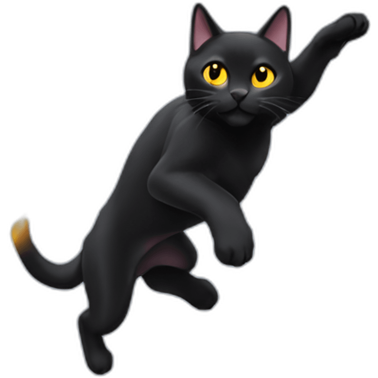 black cat chasing laser light emoji