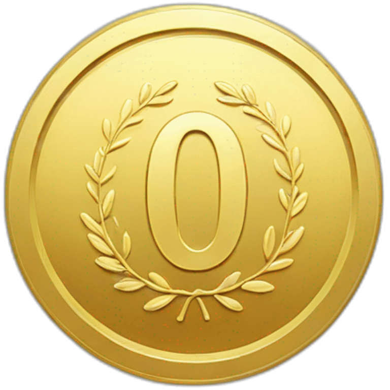 gold coin with "0" label in center and minimal laurel emoji