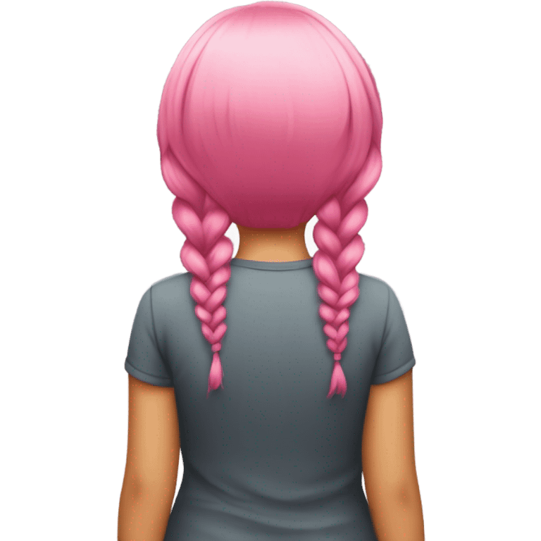 Pink curvy girl hair rear view emoji