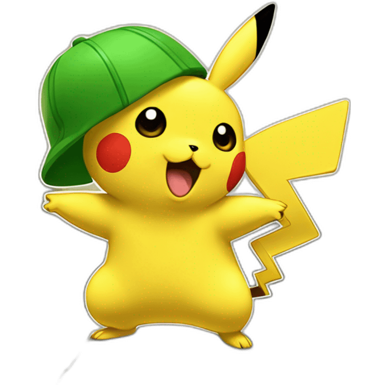 Picachu contre le mur vert emoji