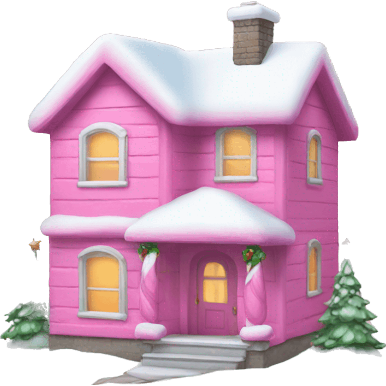 pink christmas house emoji