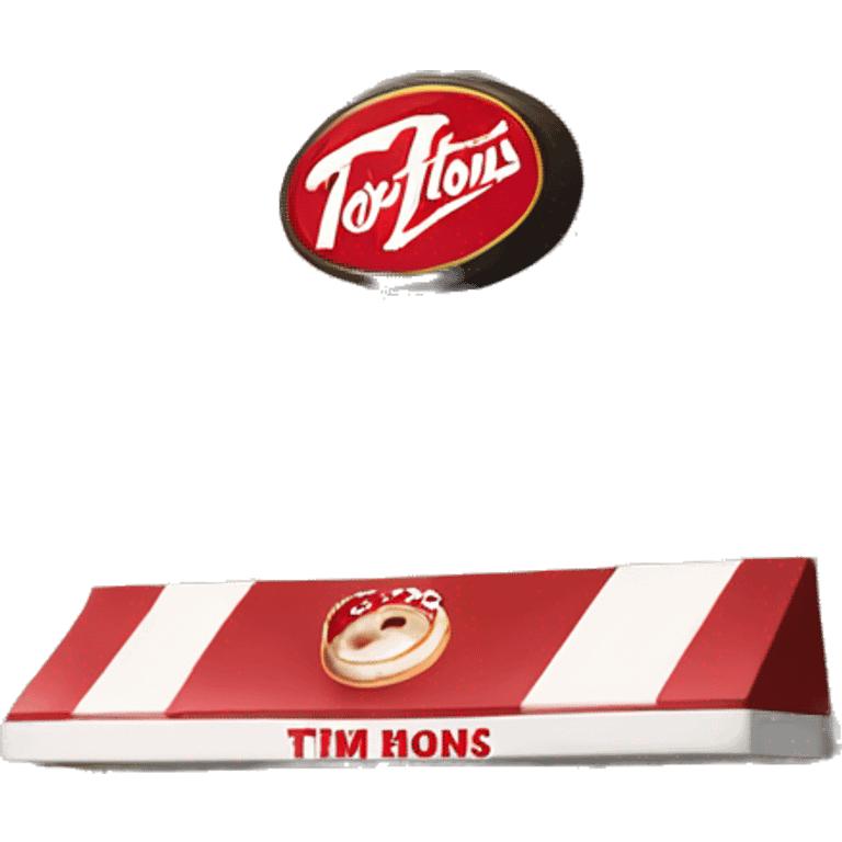 “Tim Hortons store with a red and white color scheme, featuring the classic Tim Hortons logo, a warm and welcoming design that represents a popular coffee and donut shop.” emoji