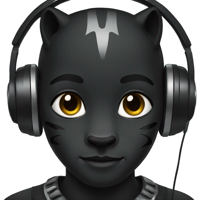 black panther wearing headphones emoji