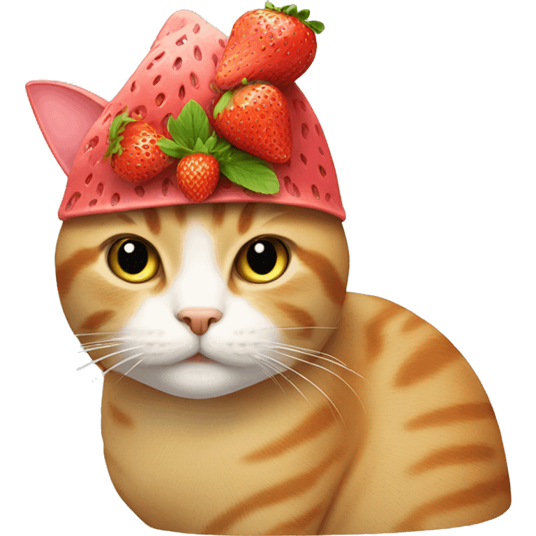 cat with strawberry hat emoji