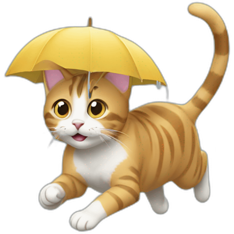 cat running under the rain emoji